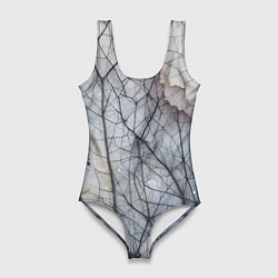 Купальник-боди 3D женский Прожилки листьев, цвет: 3D-принт