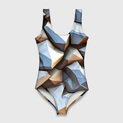 Купальник-боди 3D женский Каменно металлическая абстракция, цвет: 3D-принт