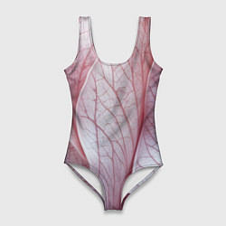 Купальник-боди 3D женский Розовые листья, цвет: 3D-принт