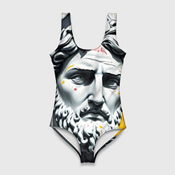 Купальник-боди 3D женский Античный портрет и краска, цвет: 3D-принт