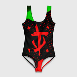 Купальник-боди 3D женский Doom лого соты текстура, цвет: 3D-принт