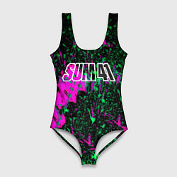 Купальник-боди 3D женский Sum 41 неоновые краски, цвет: 3D-принт