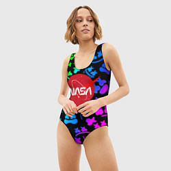 Купальник-боди 3D женский Marshmello x NASA gradient, цвет: 3D-принт — фото 2