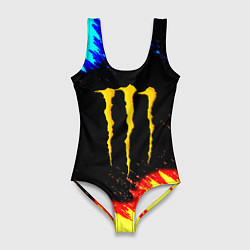Купальник-боди 3D женский Monster energy огненные краски, цвет: 3D-принт