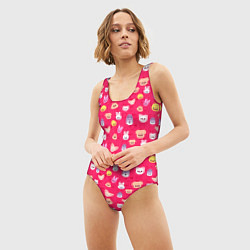Купальник-боди 3D женский Skzoo pattern pink, цвет: 3D-принт — фото 2