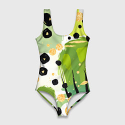 Купальник-боди 3D женский Зеленый анималистичный паттерн, цвет: 3D-принт
