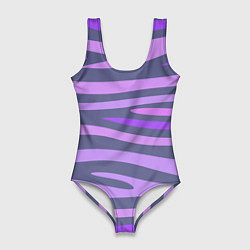 Купальник-боди 3D женский Лавандовые волны, цвет: 3D-принт