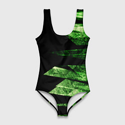 Купальник-боди 3D женский Color green black, цвет: 3D-принт