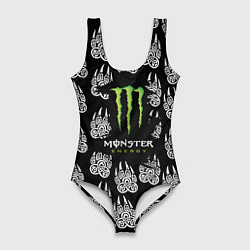 Купальник-боди 3D женский Monster energy медвежьи лапы, цвет: 3D-принт
