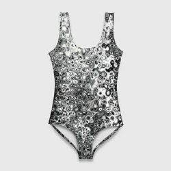 Купальник-боди 3D женский Чёрно-белый абстрактная текстура, цвет: 3D-принт
