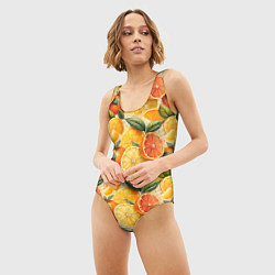 Купальник-боди 3D женский Апельсиновый фреш сочные дольки, цвет: 3D-принт — фото 2