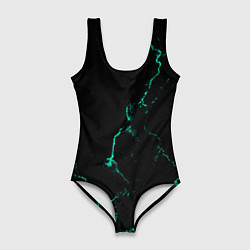 Купальник-боди 3D женский Color black turquoise, цвет: 3D-принт