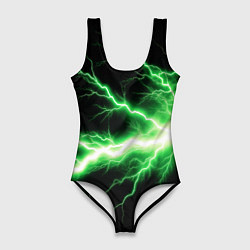 Купальник-боди 3D женский Lightning green, цвет: 3D-принт