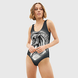 Купальник-боди 3D женский Черепа лошадей - эскиз, цвет: 3D-принт — фото 2