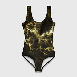 Купальник-боди 3D женский Lightning yellow, цвет: 3D-принт