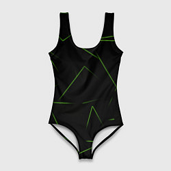 Купальник-боди 3D женский Color green line, цвет: 3D-принт