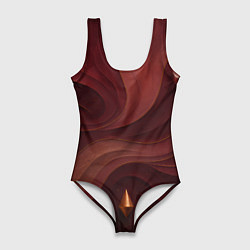 Женский купальник-боди Темно-бордовый волнистый узор