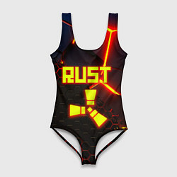 Купальник-боди 3D женский Rust hexagon краски, цвет: 3D-принт