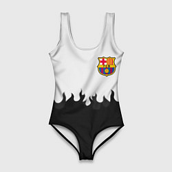 Купальник-боди 3D женский Barcelona черный огонь, цвет: 3D-принт