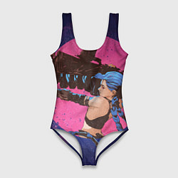 Купальник-боди 3D женский Аркейн Джинкс пушка, цвет: 3D-принт