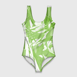 Купальник-боди 3D женский Color white green, цвет: 3D-принт