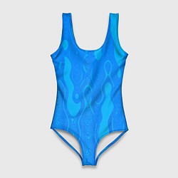 Купальник-боди 3D женский Голубой абстракция вода, цвет: 3D-принт