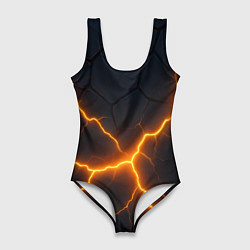 Купальник-боди 3D женский Молнии и черные плиты, цвет: 3D-принт