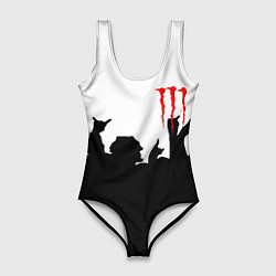 Купальник-боди 3D женский Monster energy rock black, цвет: 3D-принт