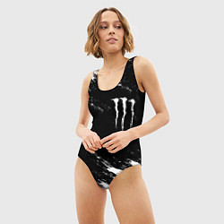 Купальник-боди 3D женский Monster energy краски штрихи белые, цвет: 3D-принт — фото 2
