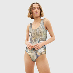 Купальник-боди 3D женский Девушки стимпанк, цвет: 3D-принт — фото 2