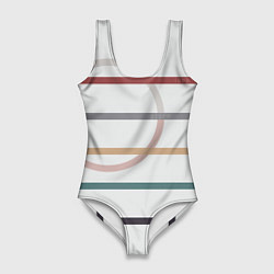 Купальник-боди 3D женский Stripes and circle, цвет: 3D-принт