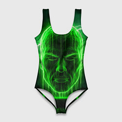Купальник-боди 3D женский Неоновая голова, цвет: 3D-принт