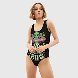 Купальник-боди 3D женский Пришелец в летающей тарелке НЛО, цвет: 3D-принт — фото 2