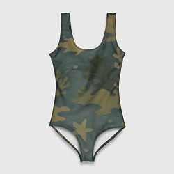 Купальник-боди 3D женский Подводный камуфляж из рыб, цвет: 3D-принт