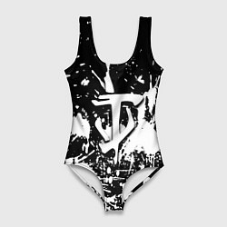 Купальник-боди 3D женский Doom белые краски, цвет: 3D-принт