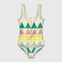 Купальник-боди 3D женский Абстрактный лес - треугольники на светлом, цвет: 3D-принт