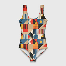 Купальник-боди 3D женский Ритмы Баухауса, цвет: 3D-принт