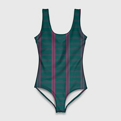 Женский купальник-боди Color dark cage pink stripes