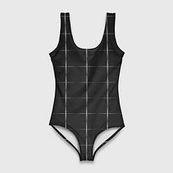 Купальник-боди 3D женский Color grey white lines, цвет: 3D-принт