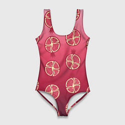 Купальник-боди 3D женский Сочные гранаты, цвет: 3D-принт