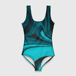 Купальник-боди 3D женский Мраморный малахитовый узор из изумрудных разводов, цвет: 3D-принт