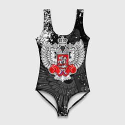 Купальник-боди 3D женский Федерация бокса России - брызги, цвет: 3D-принт