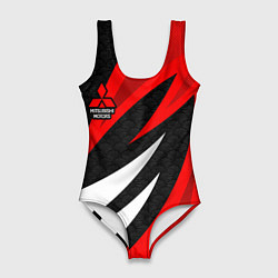 Купальник-боди 3D женский Митсубиси - красный спорт, цвет: 3D-принт