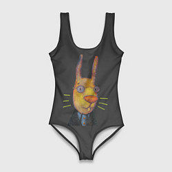 Купальник-боди 3D женский Умный заяц строгий стиль, цвет: 3D-принт