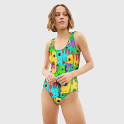 Купальник-боди 3D женский Яркие тропические рыбки паттер, цвет: 3D-принт — фото 2