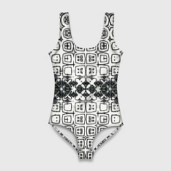 Купальник-боди 3D женский Серая узорчатая метаморфоза, цвет: 3D-принт