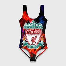 Купальник-боди 3D женский Liverpool огненный стиль текстура, цвет: 3D-принт