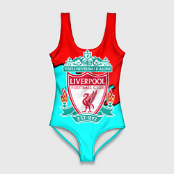 Купальник-боди 3D женский Liverpool краски текстура штрихи, цвет: 3D-принт