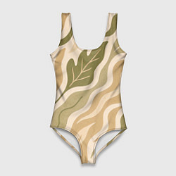 Купальник-боди 3D женский Листопад, цвет: 3D-принт