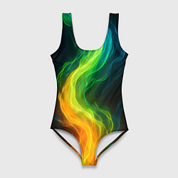 Купальник-боди 3D женский Разноцветное пламя, цвет: 3D-принт